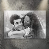 Couple Charcoal Portrait Sign - Tailored Canvases - Flyclothing LLC