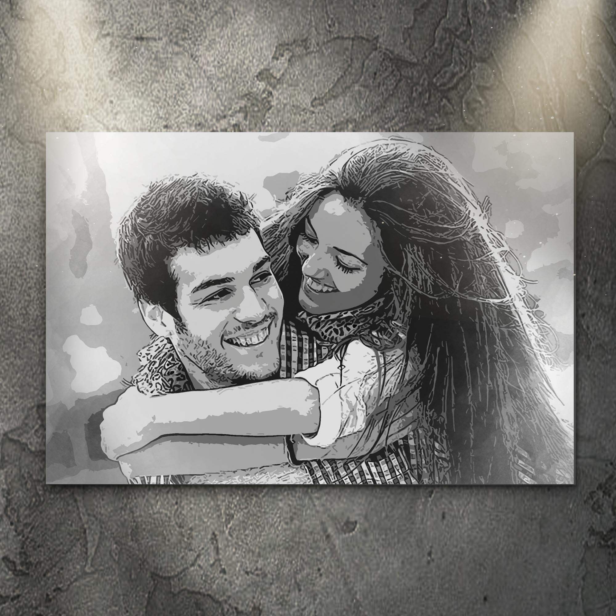 Couple Charcoal Portrait Sign - Tailored Canvases - Flyclothing LLC