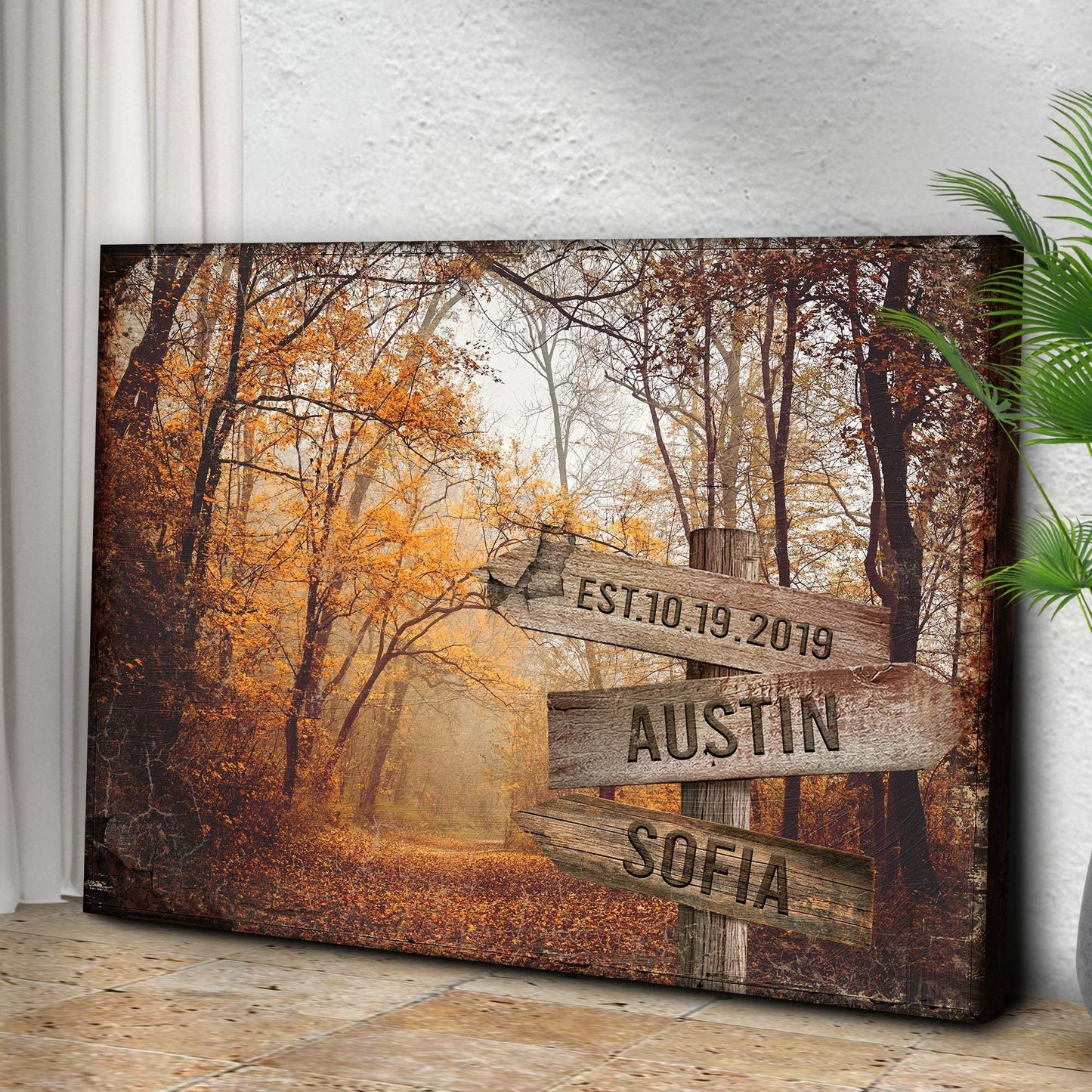 Autumn Road Couple Name Sign - Tailored Canvases - Flyclothing LLC