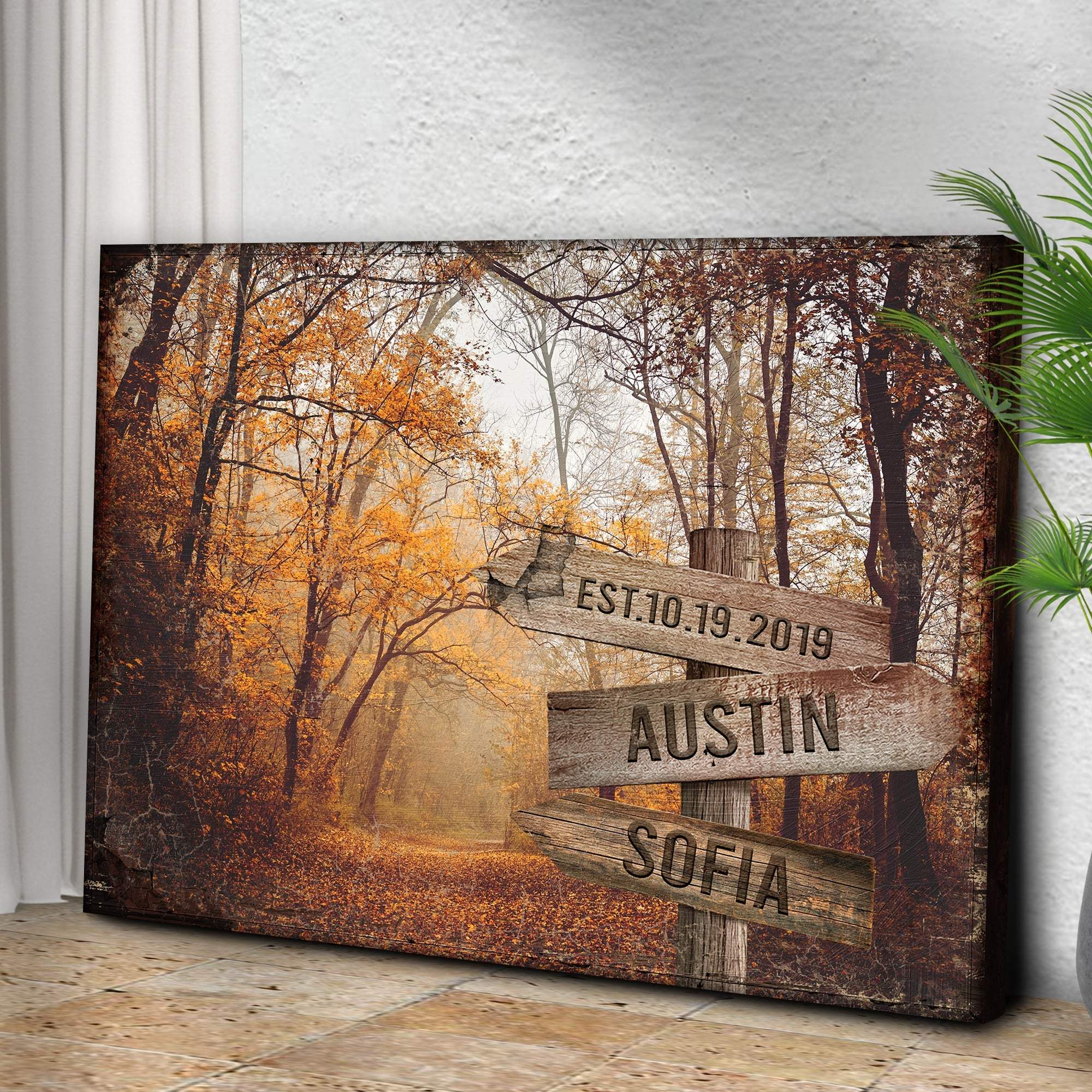 Autumn Road Couple Name Sign - Tailored Canvases - Flyclothing LLC