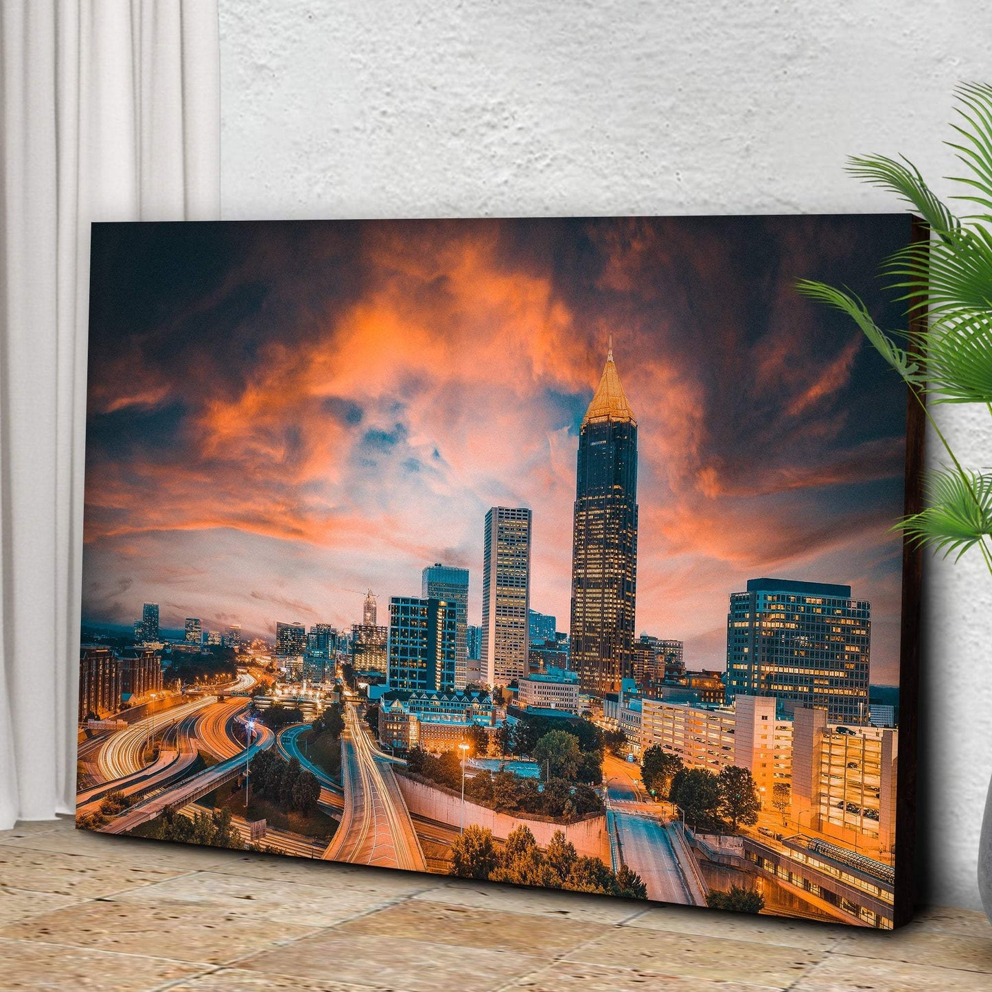 Atlanta City Night Skyline Canvas Wall Art - Tailored Canvases - Flyclothing LLC