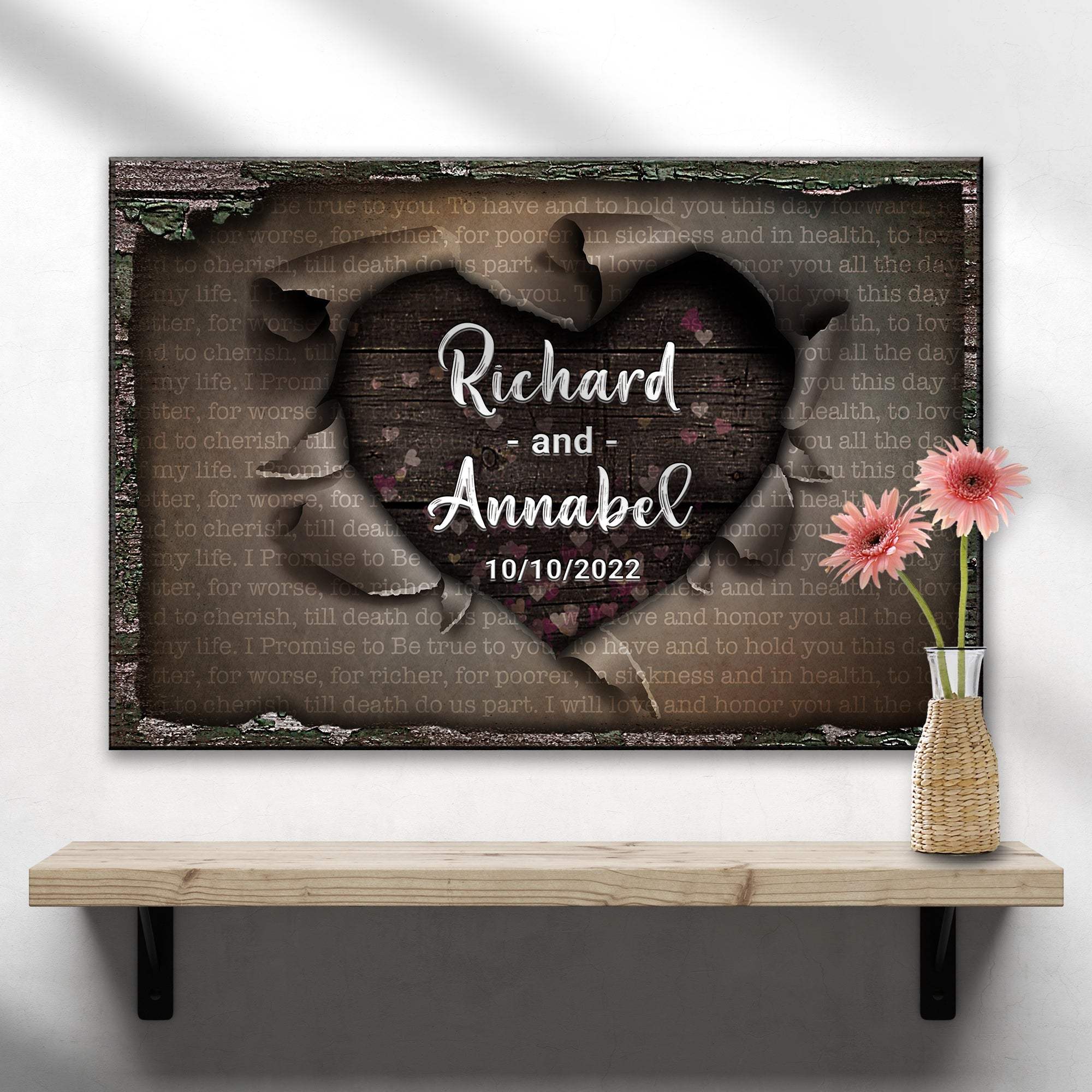 Unwrapped Heart Wedding Vows Sign - Tailored Canvases - Flyclothing LLC