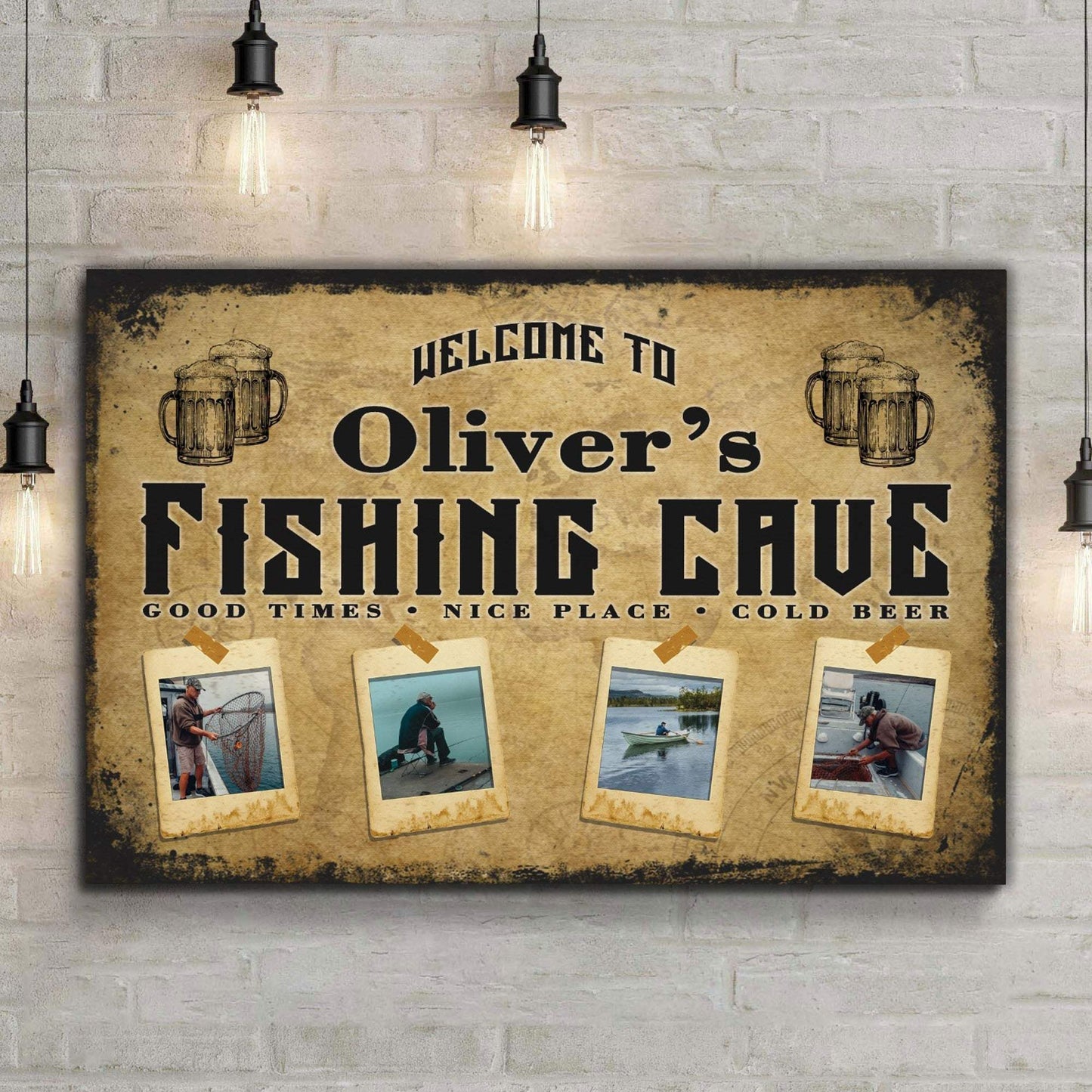 Welcome Fishing Cave Sign - Tailored Canvases - Flyclothing LLC