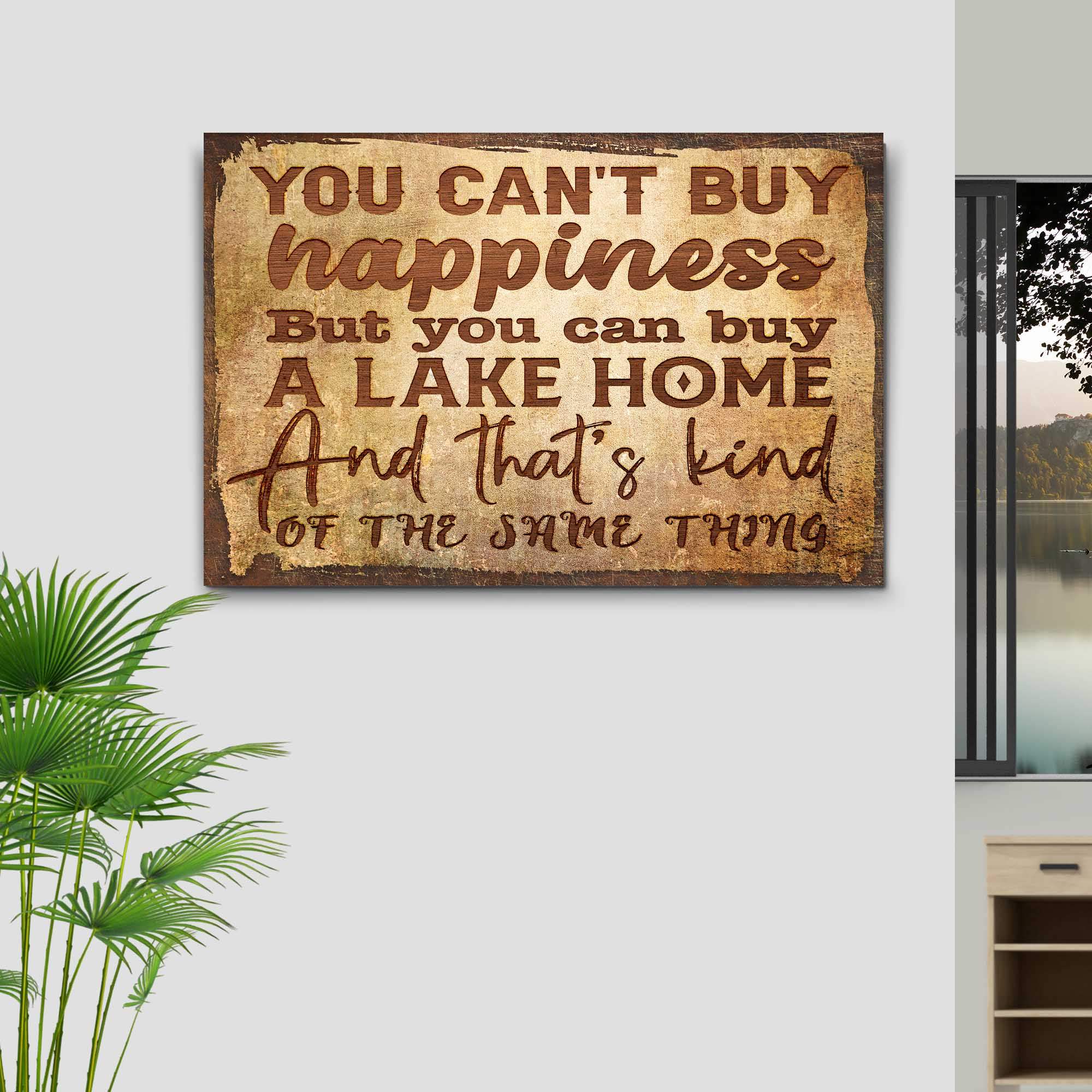 You Can't Buy Happiness But You Can Buy A Lake Home Sign - Tailored Canvases - Flyclothing LLC