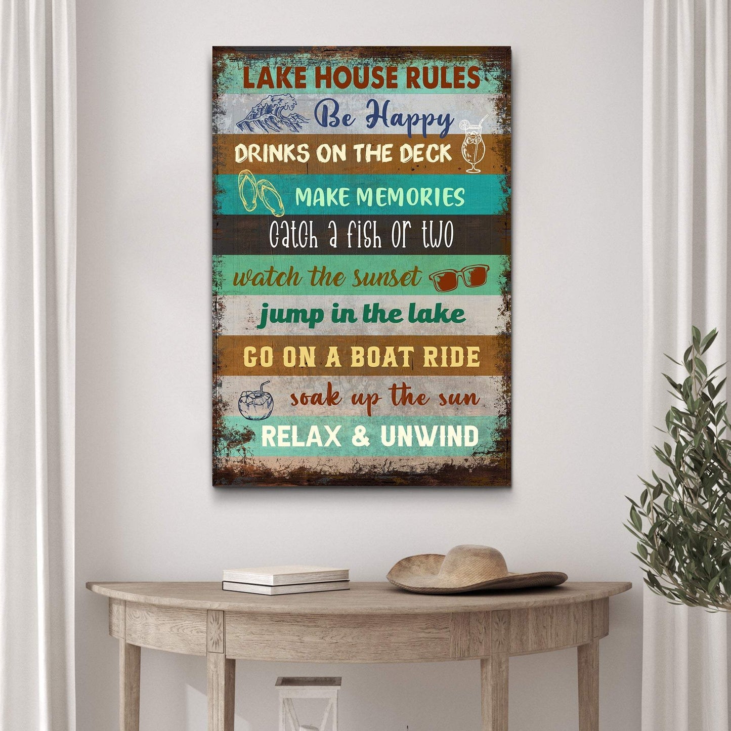Lake House Rules Sign III - Tailored Canvases - Flyclothing LLC