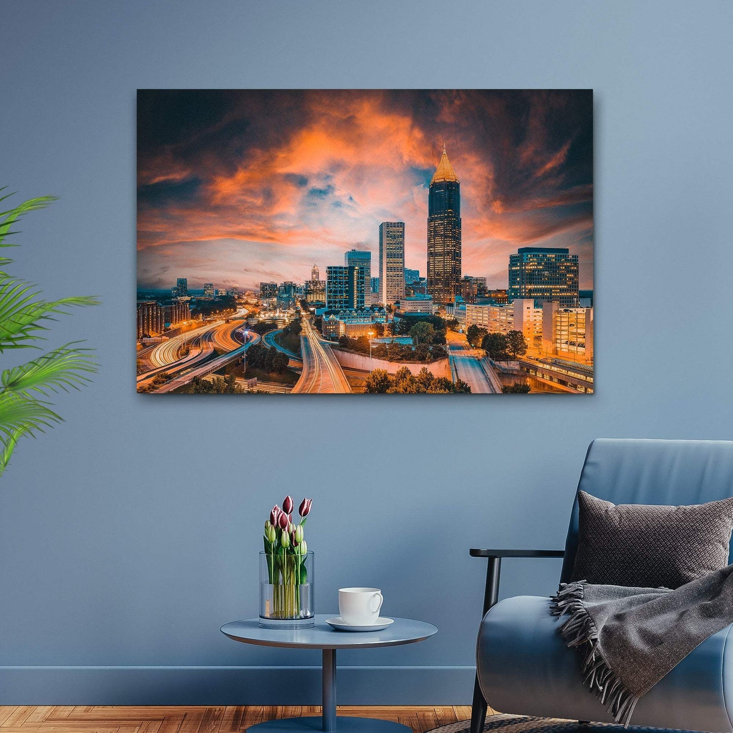 Atlanta City Night Skyline Canvas Wall Art - Tailored Canvases - Flyclothing LLC
