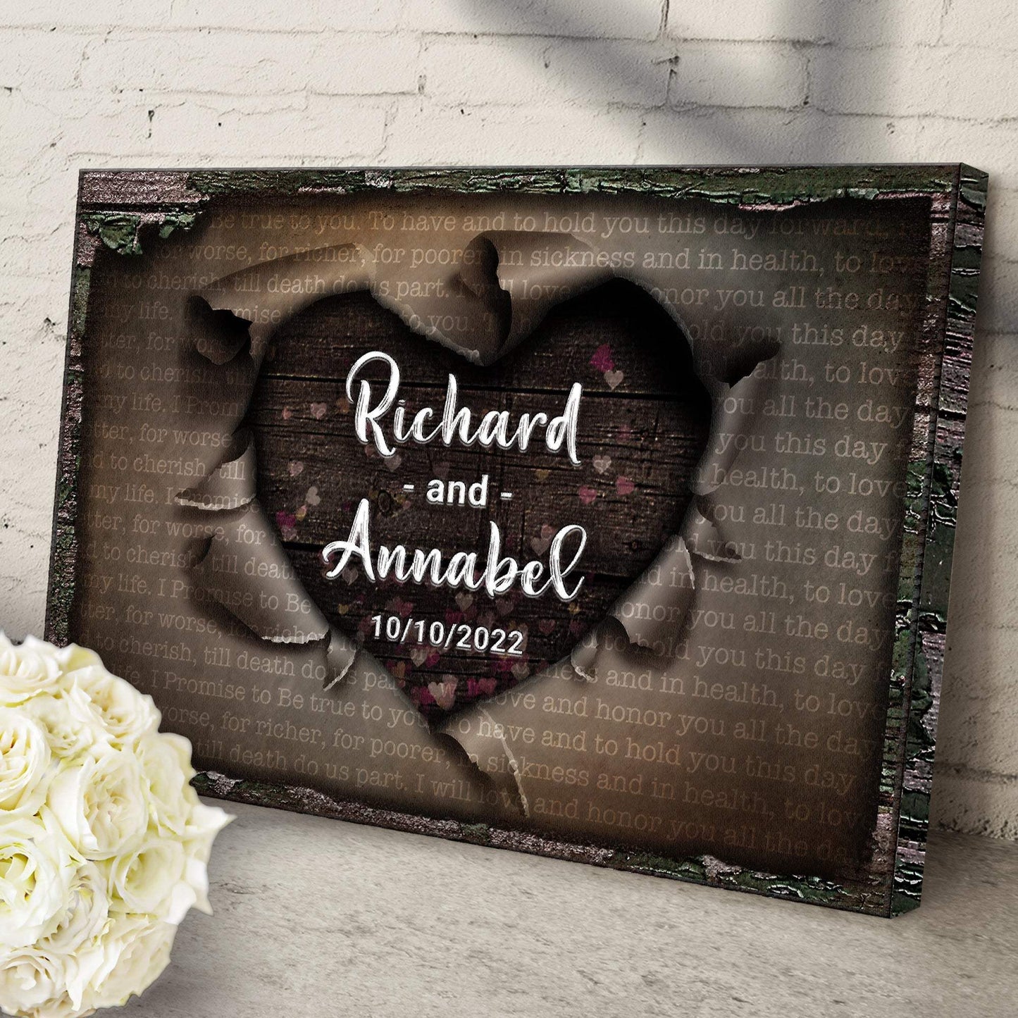 Unwrapped Heart Wedding Vows Sign - Tailored Canvases - Flyclothing LLC