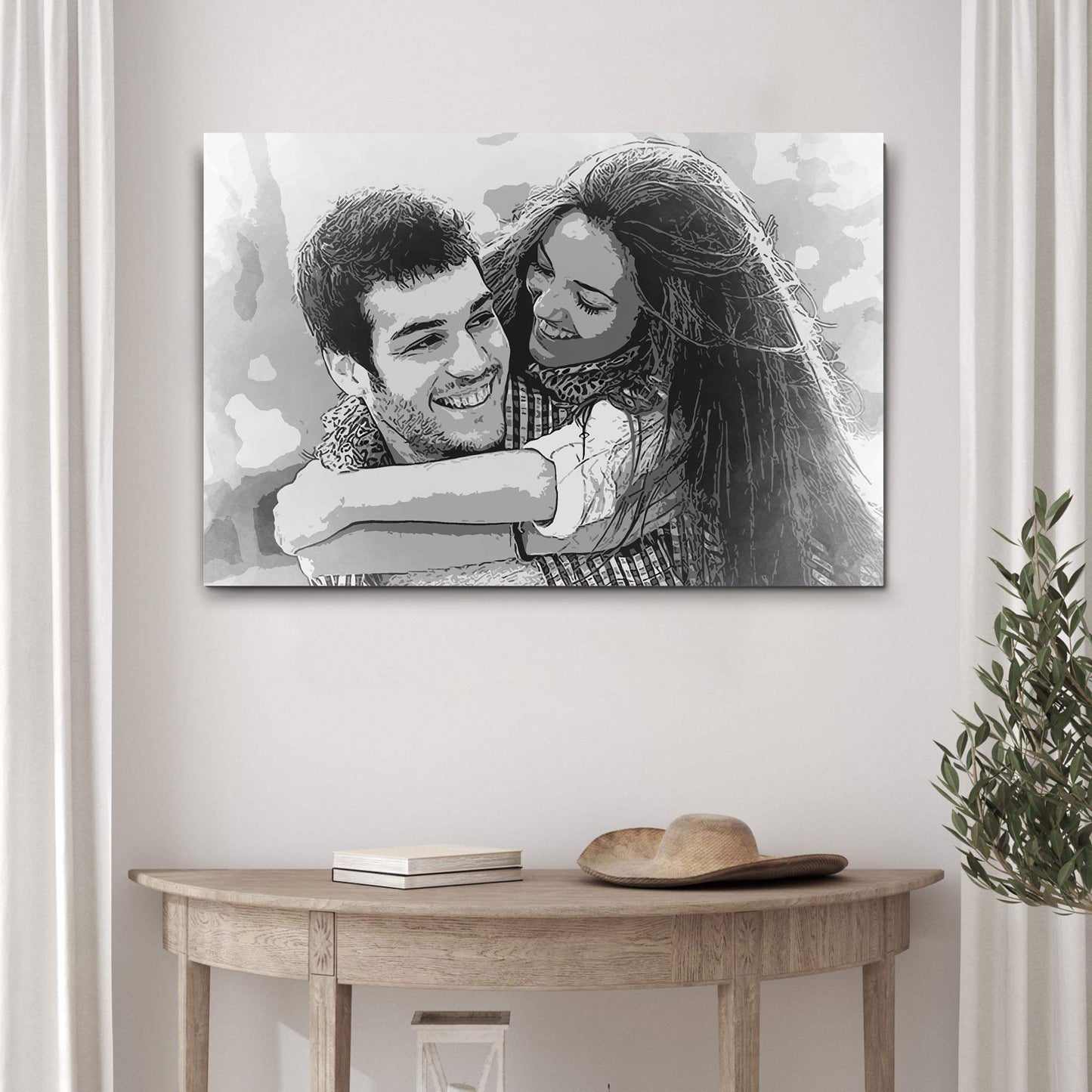 Couple Charcoal Portrait Sign - Tailored Canvases - Flyclothing LLC