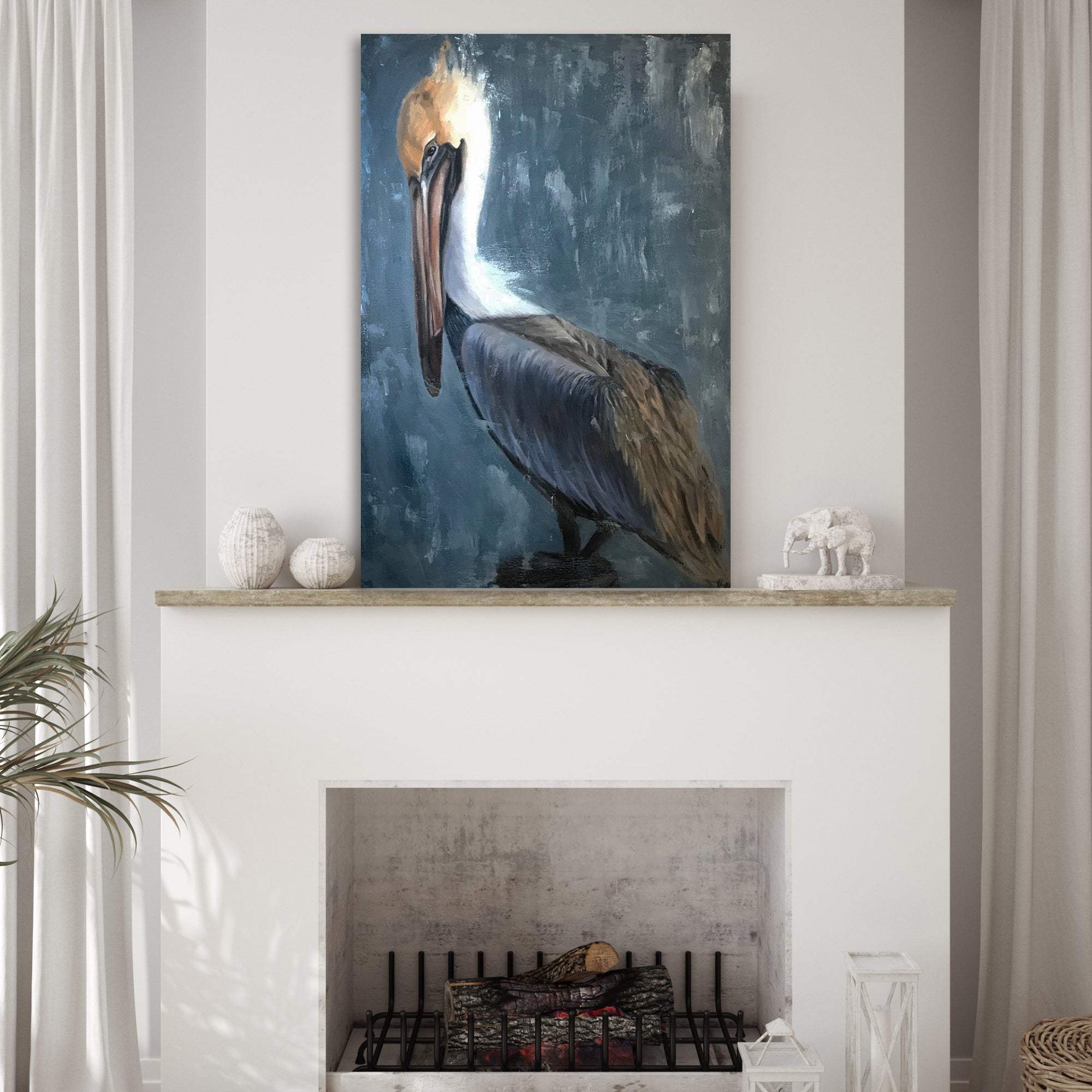 Pelican Painting "The Fish Catcher" Canvas Wall Art II - Tailored Canvases - Flyclothing LLC