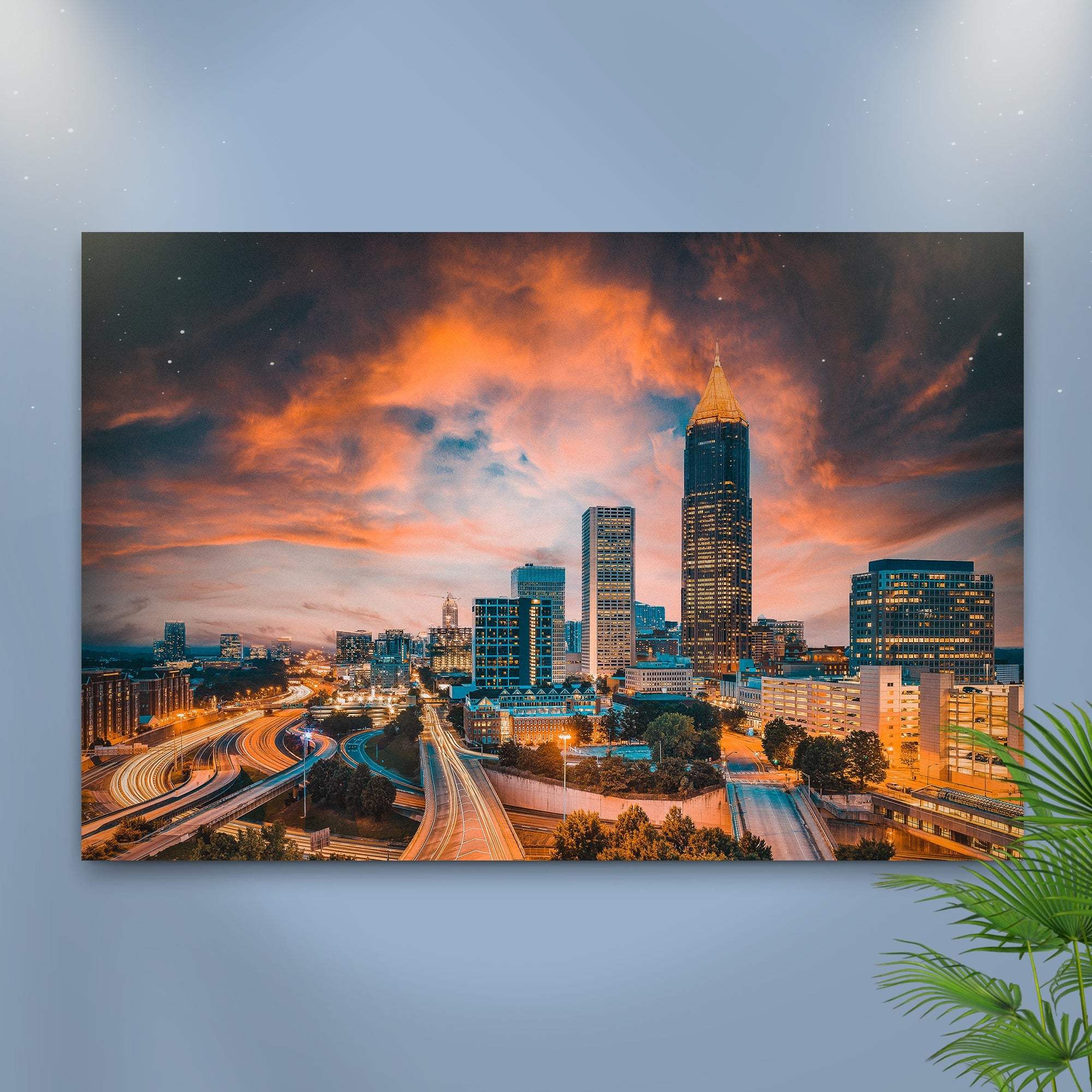 Atlanta City Night Skyline Canvas Wall Art - Tailored Canvases - Flyclothing LLC