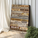 Dream Big Work Hard Motivation Sign II - Tailored Canvases - Flyclothing LLC