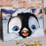 Penguin Peekaboo Painting Canvas Wall Art - Tailored Canvases - Flyclothing LLC