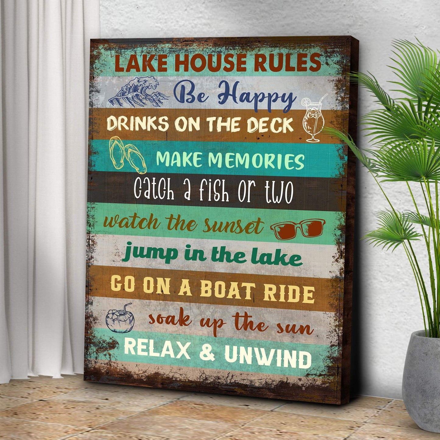 Lake House Rules Sign III - Tailored Canvases - Flyclothing LLC