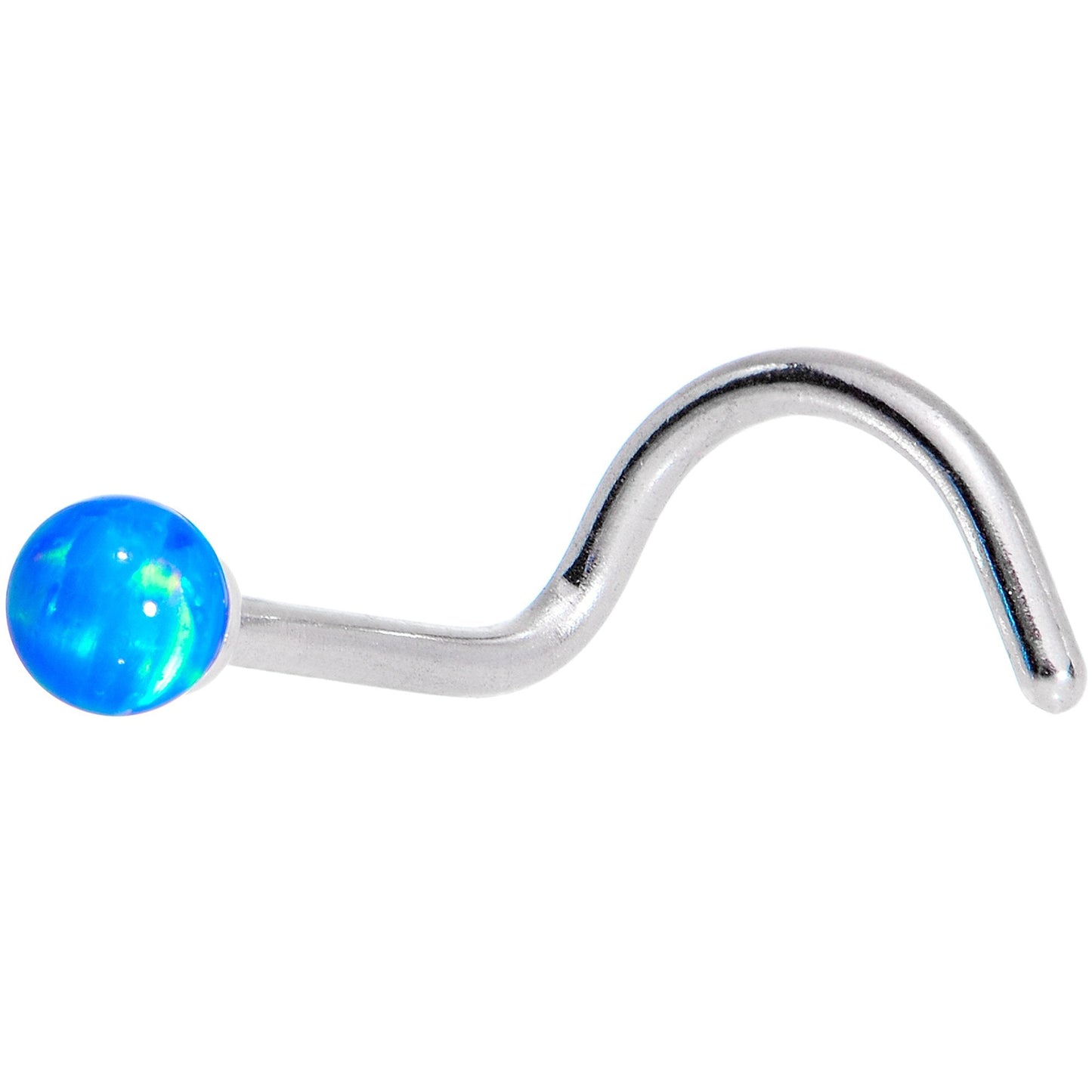 Blue 2.5mm Synthetic Opal Ball Left Nose Screw - BodyCandy - Flyclothing LLC