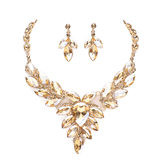 Teardrop Center Marquise Stone Cluster Necklace Earring Set - Madeline Love - Flyclothing LLC
