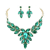 Teardrop Center Marquise Stone Cluster Necklace Earring Set - Madeline Love - Flyclothing LLC