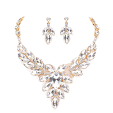 Teardrop Center Marquise Stone Cluster Necklace Earring Set - Madeline Love - Flyclothing LLC