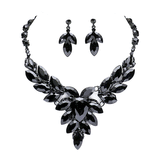 Teardrop Center Marquise Stone Cluster Necklace Earring Set - Madeline Love - Flyclothing LLC