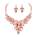 Teardrop Center Marquise Stone Cluster Necklace Earring Set - Madeline Love - Flyclothing LLC