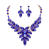 Teardrop Center Marquise Stone Cluster Necklace Earring Set - Madeline Love - Flyclothing LLC