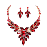 Teardrop Center Marquise Stone Cluster Necklace Earring Set - Madeline Love - Flyclothing LLC