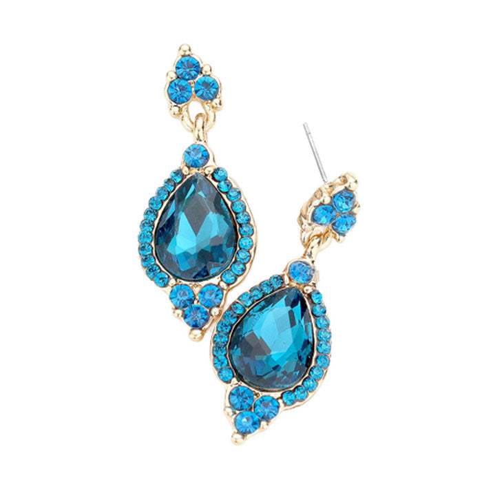 Teardrop Centered Dangle Evening Earrings - Madeline Love - Flyclothing LLC