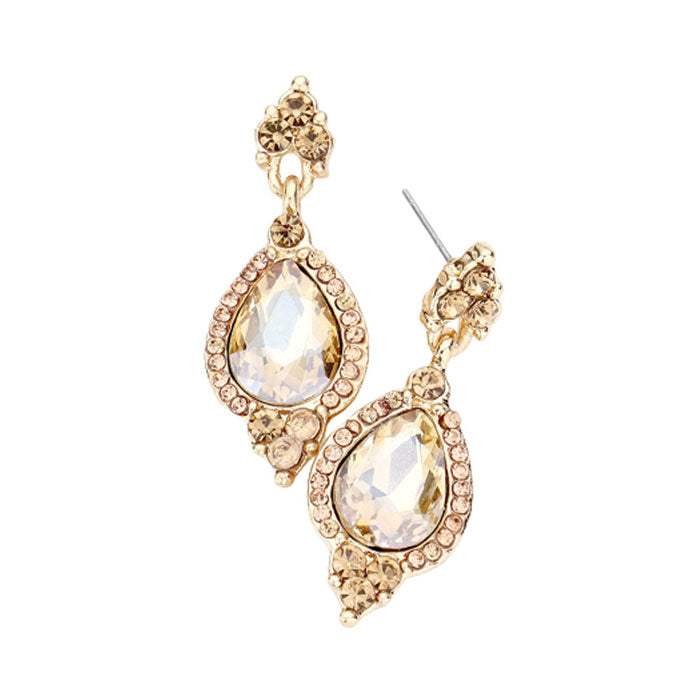 Teardrop Centered Dangle Evening Earrings - Madeline Love - Flyclothing LLC