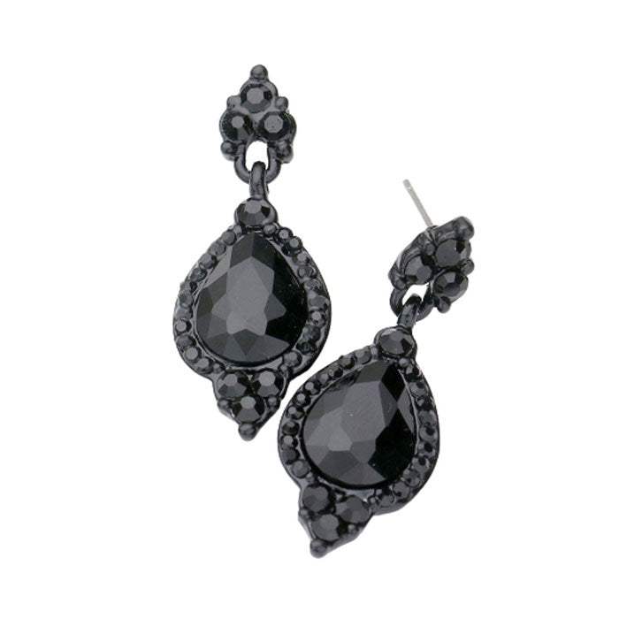 Teardrop Centered Dangle Evening Earrings - Madeline Love - Flyclothing LLC
