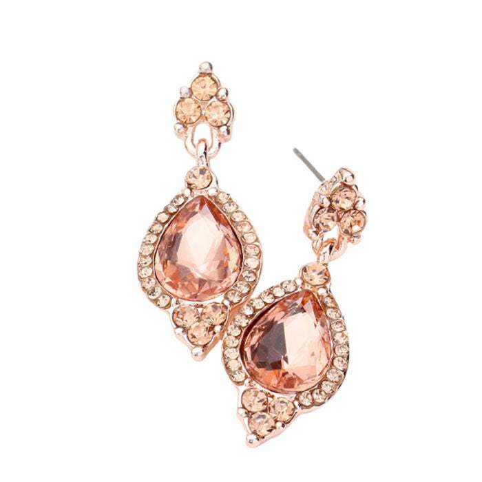 Teardrop Centered Dangle Evening Earrings - Madeline Love - Flyclothing LLC
