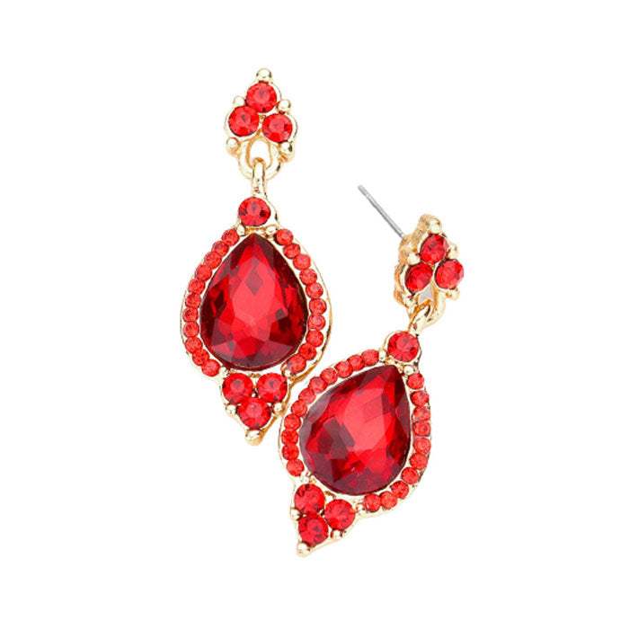 Teardrop Centered Dangle Evening Earrings - Madeline Love - Flyclothing LLC