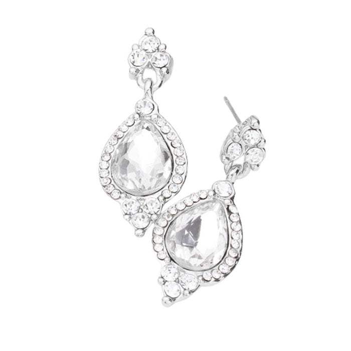 Teardrop Centered Dangle Evening Earrings - Madeline Love - Flyclothing LLC