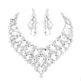 Teardrop Cluster Rhinestone Collar Necklace Earrings Set - Madeline Love - Flyclothing LLC