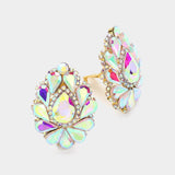 Teardrop Crystal Cluster Clip on Evening Earrings - Madeline Love - Flyclothing LLC