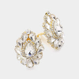 Teardrop Crystal Cluster Clip on Evening Earrings - Madeline Love - Flyclothing LLC