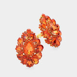 Teardrop Crystal Cluster Clip on Evening Earrings - Madeline Love - Flyclothing LLC