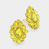 Teardrop Crystal Cluster Clip on Evening Earrings - Madeline Love - Flyclothing LLC