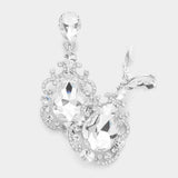 Teardrop Crystal Dangle Evening Clip on Earrings - Madeline Love - Flyclothing LLC