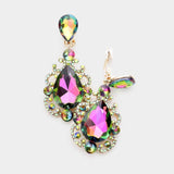 Teardrop Crystal Dangle Evening Clip on Earrings - Madeline Love - Flyclothing LLC