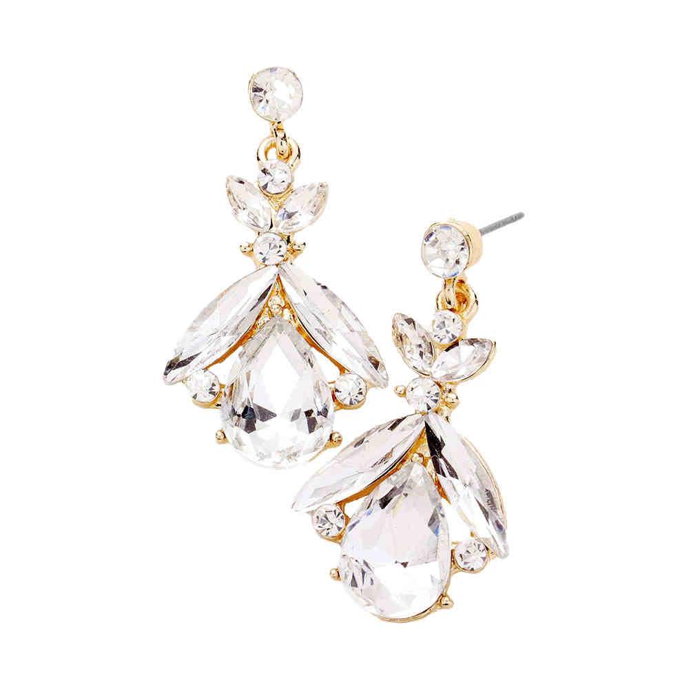 Teardrop Crystal Marquise Evening Earrings - Madeline Love - Flyclothing LLC