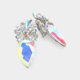 Teardrop Crystal Rhinestone Clip On Earrings - Madeline Love - Flyclothing LLC