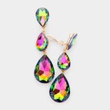 Teardrop Glass Crystal Drop Evening Clip On Earrings - Madeline Love - Flyclothing LLC