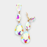 Teardrop Glass Crystal Drop Evening Clip On Earrings - Madeline Love - Flyclothing LLC