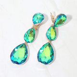 Teardrop Glass Crystal Drop Evening Clip On Earrings - Madeline Love - Flyclothing LLC