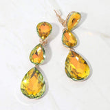 Teardrop Glass Crystal Drop Evening Clip On Earrings - Madeline Love - Flyclothing LLC