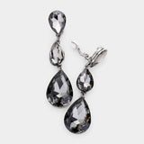 Teardrop Glass Crystal Drop Evening Clip On Earrings - Madeline Love - Flyclothing LLC