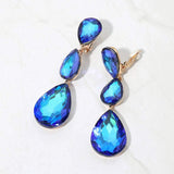 Teardrop Glass Crystal Drop Evening Clip On Earrings - Madeline Love - Flyclothing LLC