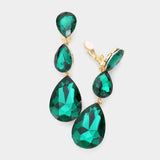 Teardrop Glass Crystal Drop Evening Clip On Earrings - Madeline Love - Flyclothing LLC