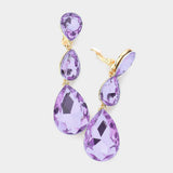 Teardrop Glass Crystal Drop Evening Clip On Earrings - Madeline Love - Flyclothing LLC