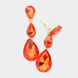 Teardrop Glass Crystal Drop Evening Clip On Earrings - Madeline Love - Flyclothing LLC