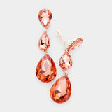 Teardrop Glass Crystal Drop Evening Clip On Earrings - Madeline Love - Flyclothing LLC